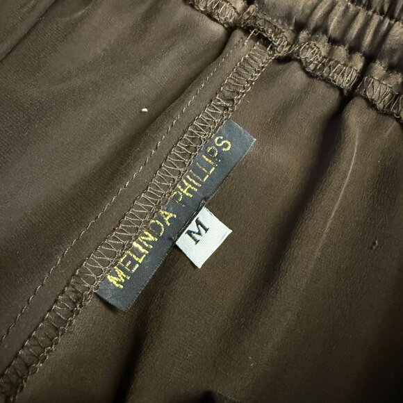 Vtg Melinda Phillips Sz S/M Asian Theme Brown Silk Two-Piece Patchwork **READ** - Picture 10 of 10